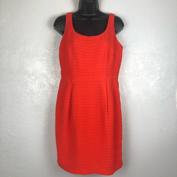 ANN TAYLOR Orange textured sheath dress Sz 4 - Picture 3 of 13